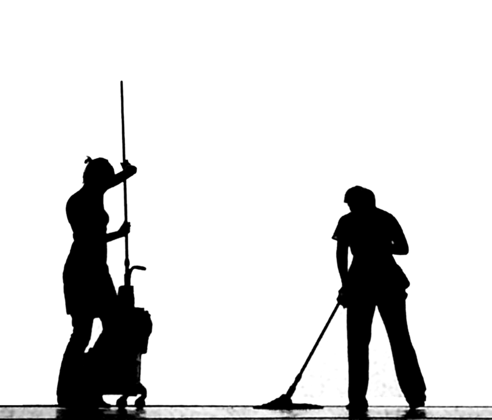 photo of two people mopping and cleaning